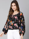 Bag Of Colors Floral Print Frill Styles Women Top