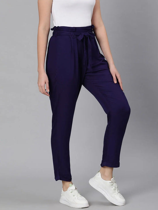 Magnetic Blue Tie-Knot Women Pant