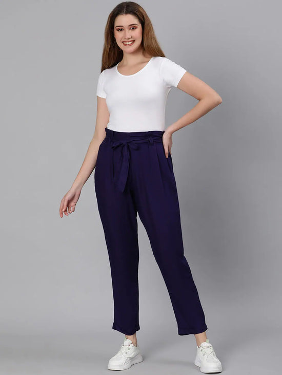 Magnetic Blue Tie-Knot Women Pant