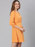 Oragnic Plain Orange Button-Down Women Dress