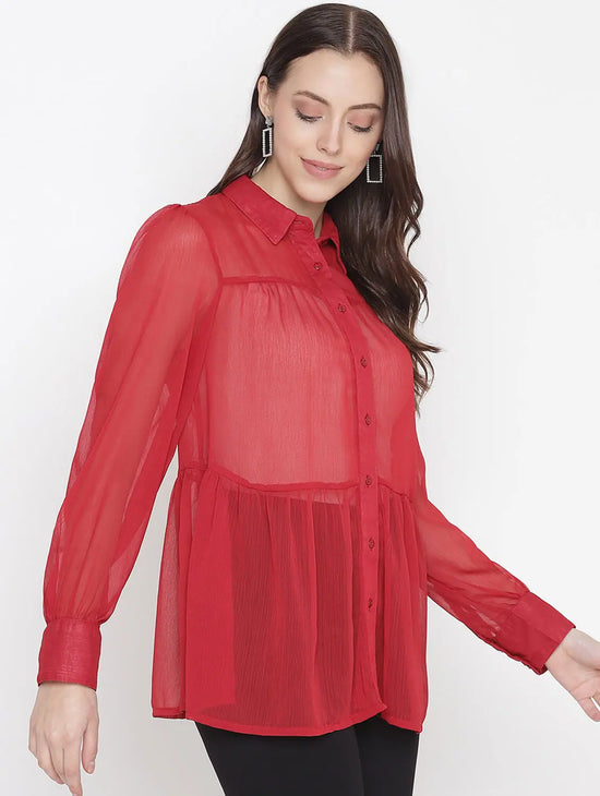 Sensational Red Color Women Shirt