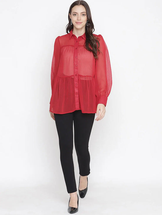 Sensational Red Color Women Shirt