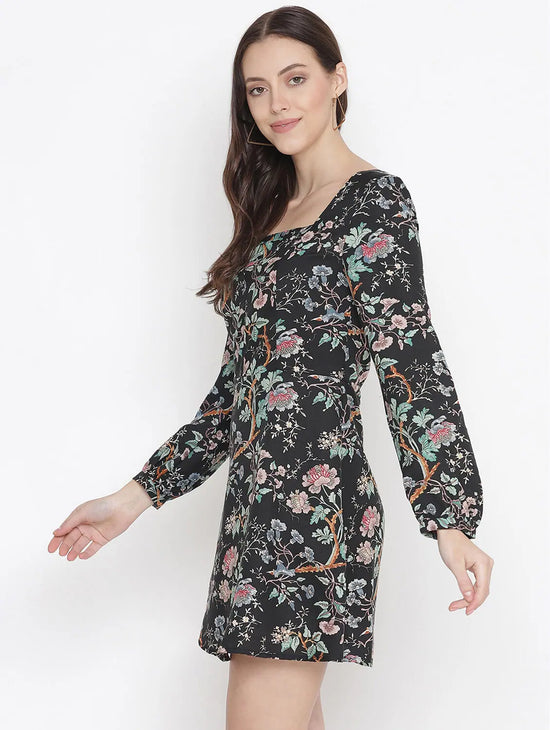 Crafty Black Printed Women Dress