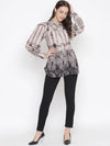 Grafty Grey Printed Shirt For Women