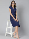 Churlish Blue Linen Blend Meld Women Tie-Knot Dress