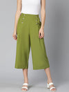 Incredible Khaki Linen Blend Meld Women Culottes