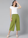 Incredible Khaki Linen Blend Meld Women Culottes