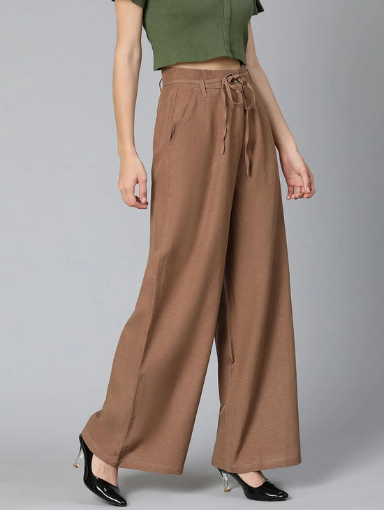 Bear Brown Linen Blend Meld Women Pant