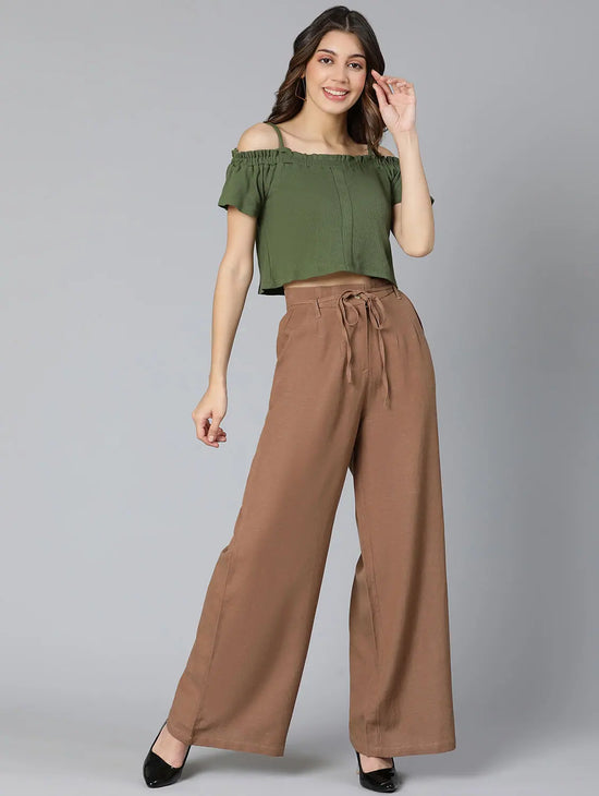 Bear Brown Linen Blend Meld Women Pant