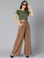 Bear Brown Linen Blend Meld Women Pant