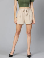 Badazzle Beige Color Linen Blend Made Women Shorts