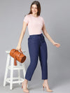 Treasure Blue Linen Blend Meld Women Tie-Knot Pant