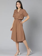 Curious Brown Women Long Linen Blend Dress