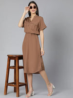 Curious Brown Women Long Linen Blend Dress