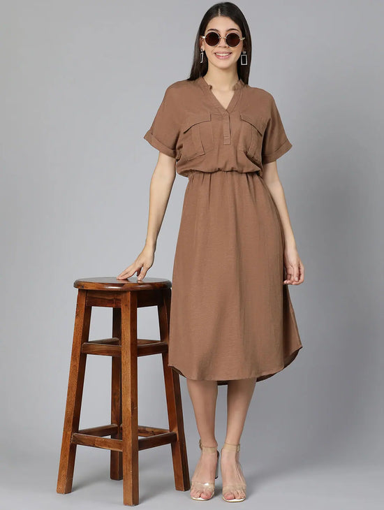 Curious Brown Women Long Linen Blend Dress