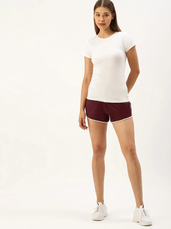 Women Maroon Lounge Essential Shorts