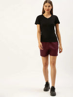 Women Maroon Active Essential Shorts