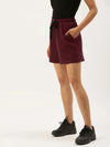 Women Maroon Active Essential Shorts