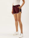 Women Maroon Solid Regular Shorts