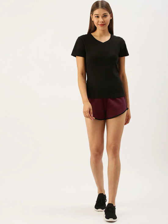 Women Active Maroon Essential Shorts