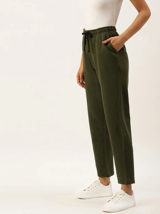 Women Green Straight Fit Track Pants