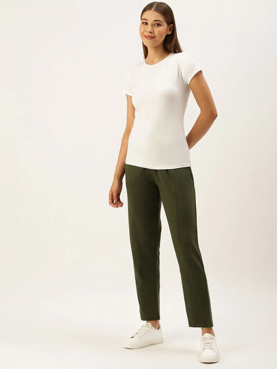 Women Green Straight Fit Track Pants