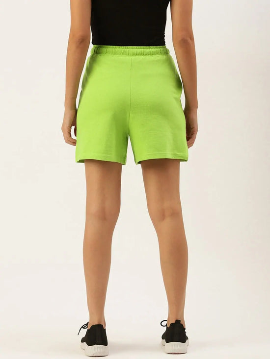 Women Lit Green Active Essential Shorts