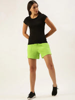 Women Lit Green Active Essential Shorts