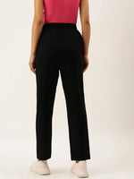 Women Black Straight Fit Track Pants