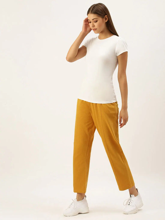 Women Yellow Straight Fit Track Pants