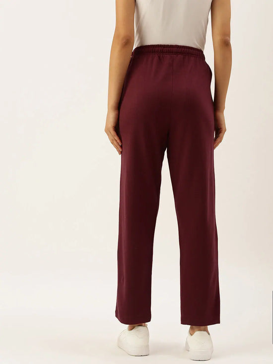 Women Maroon Straight Fit Track Pants