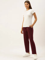 Women Maroon Straight Fit Track Pants