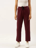 Women Maroon Straight Fit Track Pants