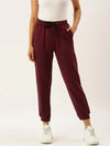 Women Maroon Straight Essential Track Pants