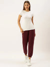 Women Maroon Straight Essential Track Pants