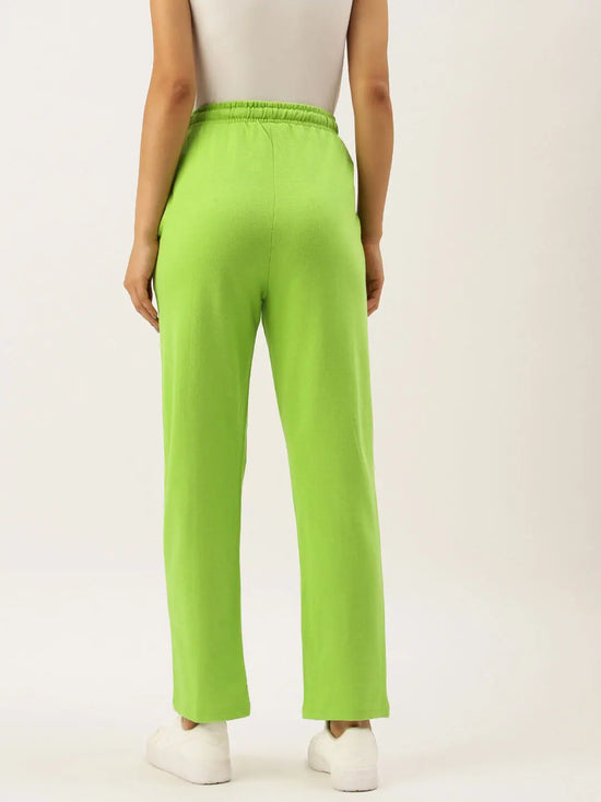 Women Green Straight Solid Track Pant