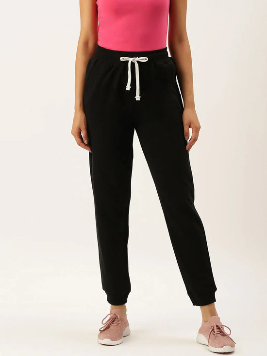 Women Black Straight Essential Track Pants