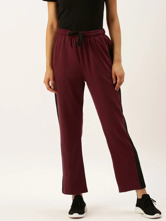 Women Maroon Active Essential Track Pants