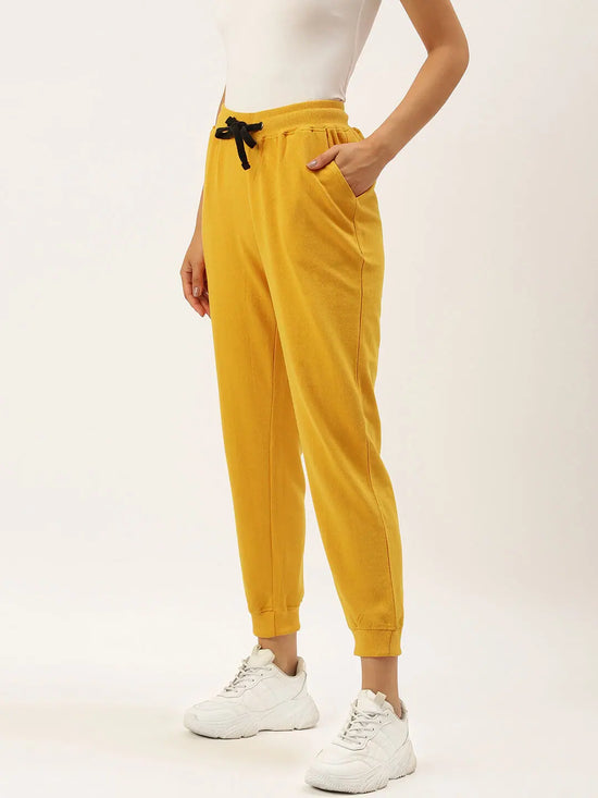 Women Yellow Straight Essential Track Pants