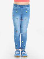 Naughty Ninos Girls Floral Embroidered Denim Jeggings