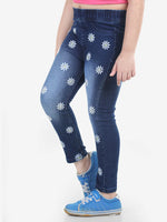 Naughty Ninos Girls Solid Floral Embroidered Denim Jeggings