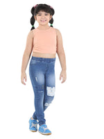 Naughty Ninos Girls Washed Solid Print Denim Jeggings