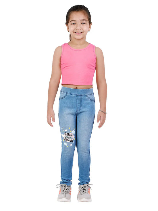 Naughty Ninos Girls Smart Printed Washed Jeggings