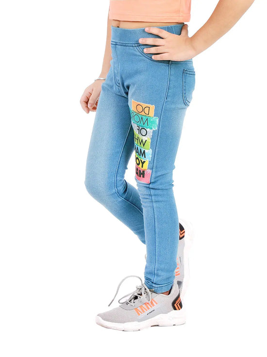 Naughty Ninos Girls Bright Printed Washed Jeggings