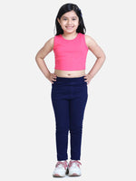 Naughty Ninos Girls Navy Blue Solid Jeggings