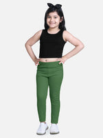 Naughty Ninos Girls Olive Solid Jegging