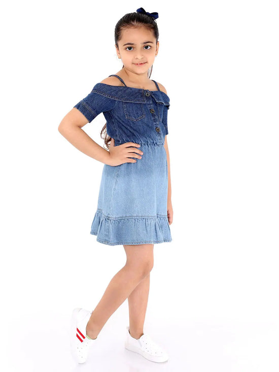 Naughty Ninos Girls Solid Demin Dress