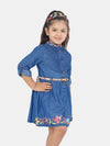 Naughty Ninos Girls Denim Embroidered Shirt Dress