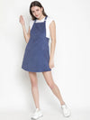 Thrill Soild Blue Corduroy Regular Women Dress