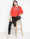 Buzzy Orange Embroidery Women Oversized Top